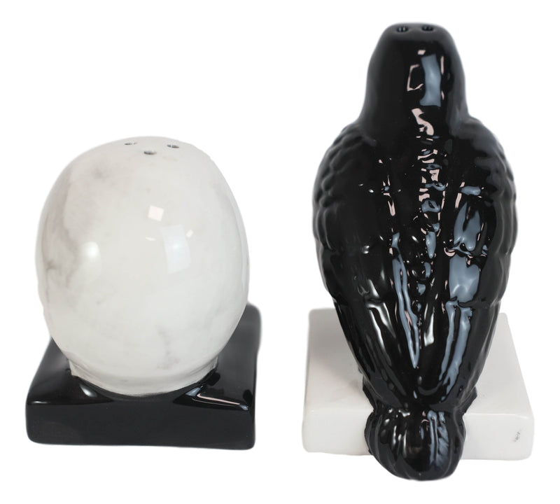 Ceramic Quote The Raven Nevermore Skull Salt And Pepper Shakers Figurine Set