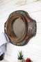 Southwestern Turquoise Beaded Western Lasso Ropes Stars Wall Mirror With 2 Hooks