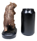 Grizzly Bear Climbing On River Rock Statue 6.25"Tall Bronze Electroplated Resin