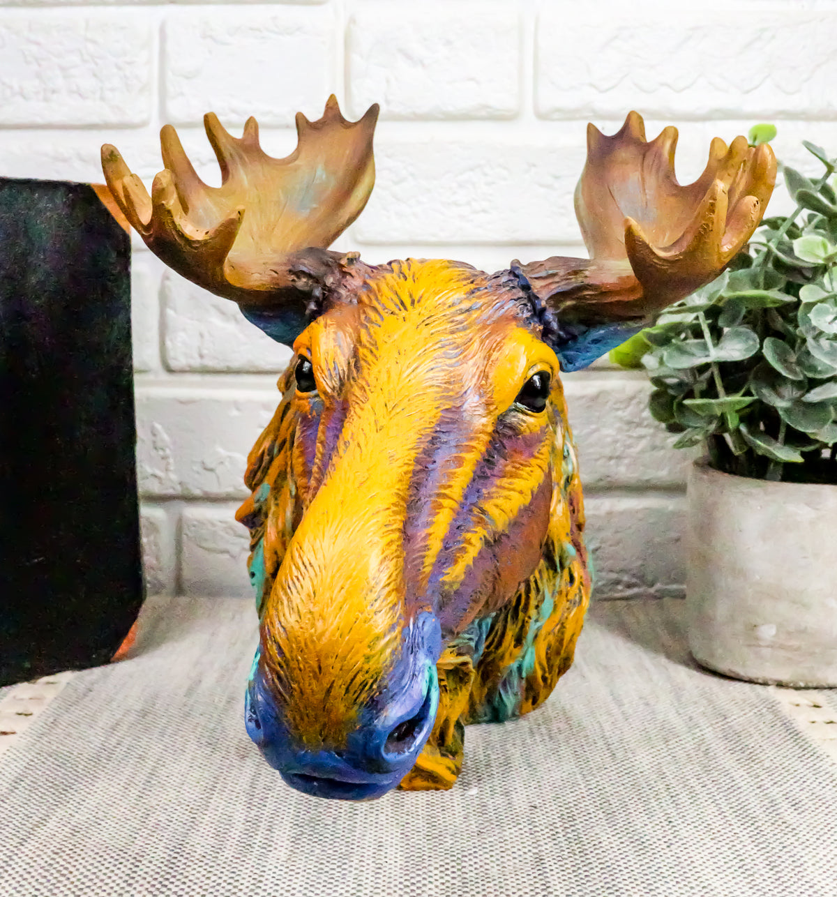 Ebros Wild & Free Colorful The Emperor Moose Bust Figurine 7.5"H Multi Color - Ebros Gift