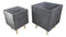 Set of 2 Contemporary Gray Fiber Clay Square Cube Planters Pots With Wooden Feet