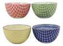 Ebros Gift Made In Japan Assorted Colorful Porcelain Bowls Set of 4 Rice Salad Miso Soup Ice Cream Appetizer Bowl 5"Dia Japanese Aesthetic Geometry Decor Meal Dining Bowls