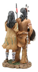 Ebros Gift Colorful Hand Painted Eagle Warrior Couple Husband And Wife Family Decorative Figurine 12.5" Tall