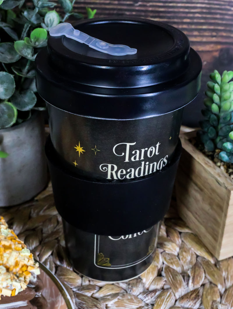 Wicca Psychic Tarot Readings Coffee Card Bamboo Travel Mug Cup W/ Lid And Sleeve