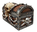 Ebros Chained Skull On Pirate Treasure Chest Jewelry Trinket Box 6" Wide