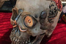 Steampunk Machine Dark Light Nude Colored Closed Mouth Skull Figurine 7.25"L