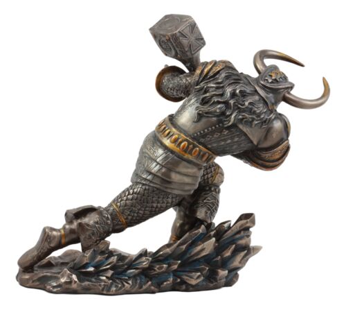 Asgard God Of Thunder Thor Wielding Mjolnir Hammer Figurine Charging Thor Statue