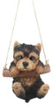 Ebros Teacup Yorkie Puppy Macrame Branch Hanger 5.5"Tall With Jute Strings