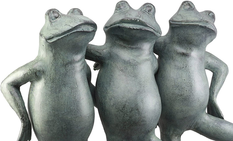 Ebros Aluminum Best Pond Buddies Hand In Hand Dancing Frog Trio Garden Statue 19"H