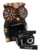 Balinese Wood Handicrafts Hypnosis Eyes Nocturnal Owl Desktop Calendar Figurine