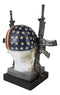 Military American Flag Star Spangled Banner Skull With 2 Gun Rifles Figurine