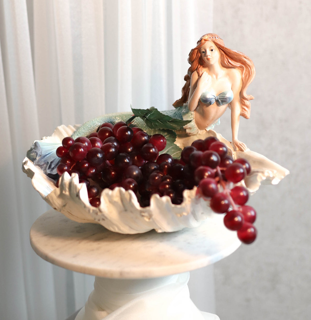 Nautical Mermaid With Sea Oyster Shell Decorative Jewelry Potpourri Bowl Statue - Ebros Gift