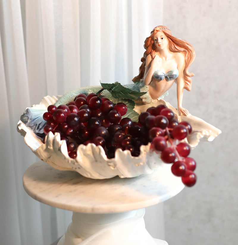 Nautical Mermaid With Sea Oyster Shell Decorative Jewelry Potpourri Bowl Statue