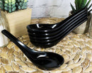 Glossy Black Melamine Soup Spoons Pack Of 6 Set Restaurant Supply Food Spoon