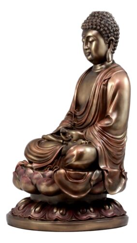 Ebros Meditating Buddha On Lotus Throne Statue 15"H Shakyamuni Enlightened One