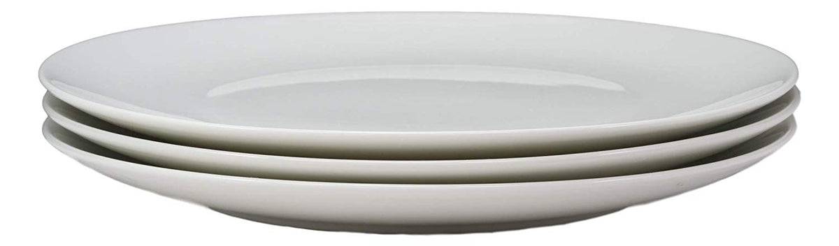 Ebros Pack Of 3 White Porcelain Round Plates 12" Large Dinner Entree Plate