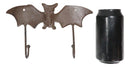 Cast Iron Rustic Vampire Dracula's Perch Flying Winged Bat 2-Pegs Wall Hook