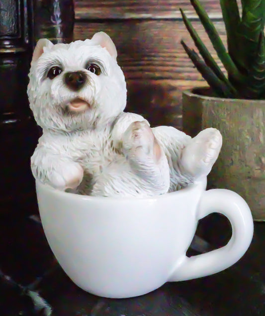 Ebros Realistic Mini Adorable West Highland White Terrier Dog Teacup 3" Tall Figurine - Ebros Gift