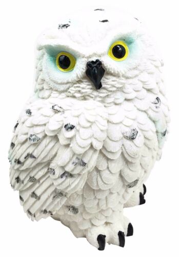 Arctic Tundra White Snow Owl Chick Cute Figurine 6"H Collectible Sculpture