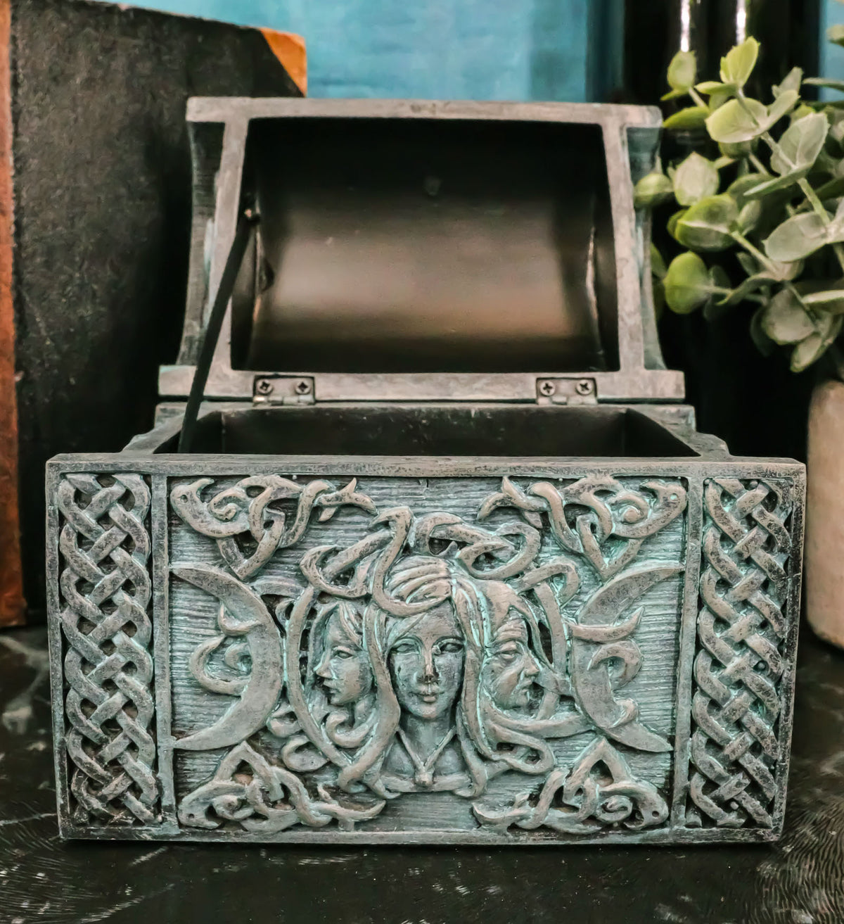Ebros Celtic Triple Goddess Mother Maiden Crone Decorative Jewelry Box 4.75"W