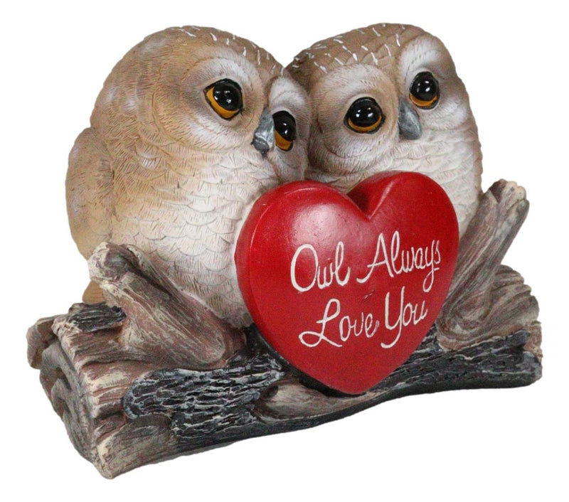 Ebros Romantic Owl Couple Statue Wisdom Of The Forests Love Birds Pair Of Owls Holding Heart Shaped Sign