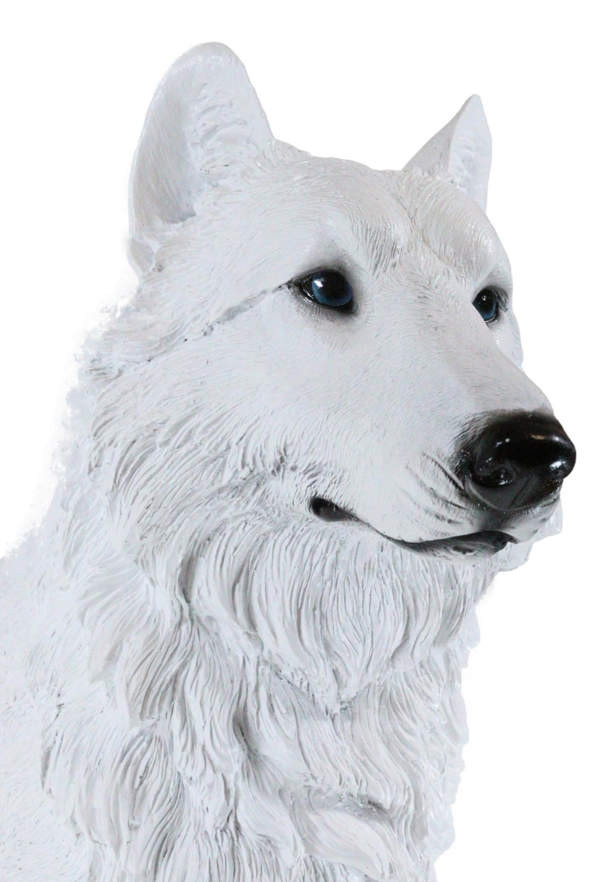 Ebros Large Artemis Wildlife Sitting Alpha Albino Ghost White Wolf Statue 20.5"H - Ebros Gift