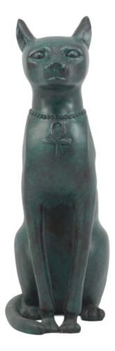 Ebros Ancient Egyptian Sitting Cat Bastet Statue in Aged Bronze Patina Resin Finish 8.5" Tall