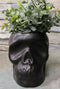 Pack Of 2 Black Ceramic Day Of The Dead Ghastly Skull Planter Bowl Pot Figurine