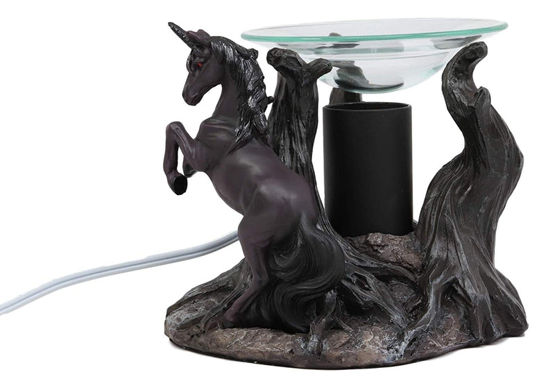 Ebros Fantasy Black Macabre Unicorn By Graveyard Of Skulls Electric Oil Burner Statue