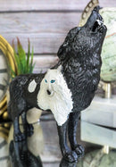 Shadow Moon Snow Native Tribal Howling Wolf Totem Spirit Figurine 6.25"L