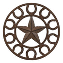 Ebros Gift 10" Diameter Western Lone Star with Horseshoes Border Cast Iron Metal Round Trivet