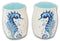 Nautical Blue White Seahorse With Bubbles Ceramic Salt And Pepper Shakers Set