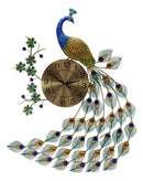 Ebros 29" High Large Peacock Iris Colorful Gold Plated Metal Wall Clock Analog - Ebros Gift