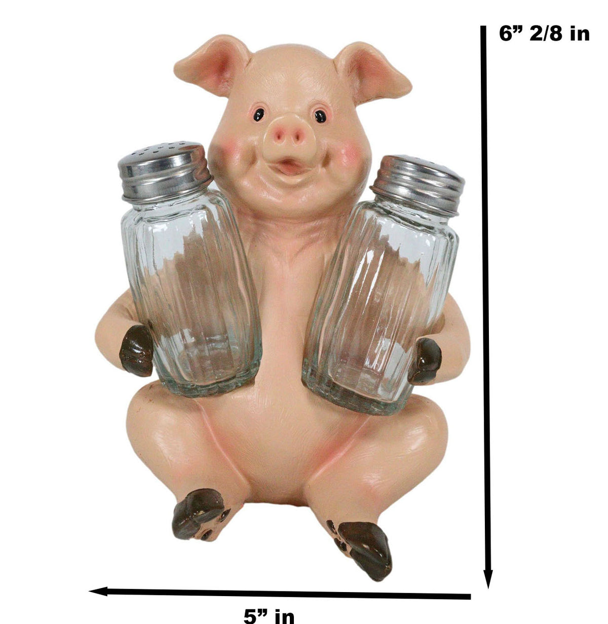 Ebros Farmland Bacon Pig Swine Belly Hugging Glass Salt Pepper Spice Holder