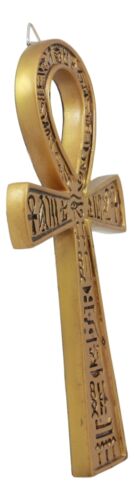 Ebros Small Crux Ansata Egyptian Golden Ankh Wall Decor Figurine 7.25"H