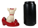 Red Ribbon Chihuahua In Red Pump Heel Shoe Salt And Pepper Shakers Ceramic Set