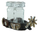 Western Cowboy Boot Spur Longhorn Concho Faux Leather Salt Pepper Shakers Set