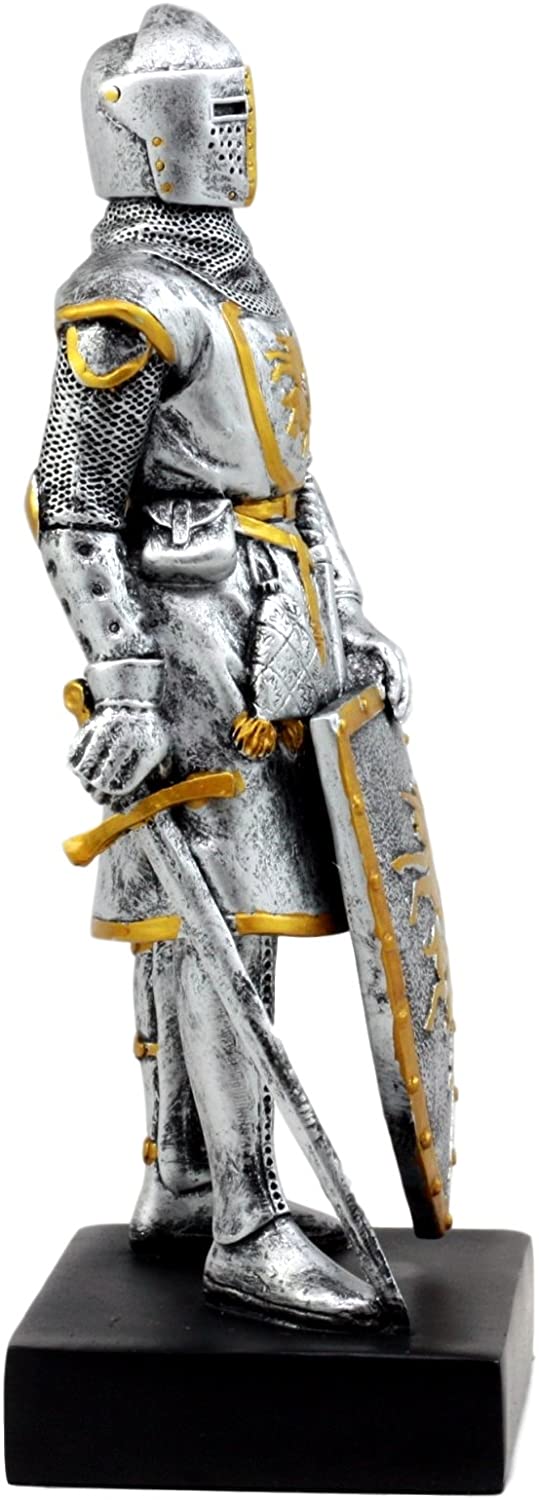 Ebros Medieval Swordsman Knight Of Heraldry Figurine 8.75"Tall Suit of Armor