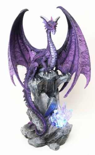 Large Hoarfrost Twilight Dragon Guarding LED Light Crystal Elements Statue