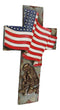 Patriotic Battlefield Kneeling Soldier In Prayer With American Flag Wall Cross