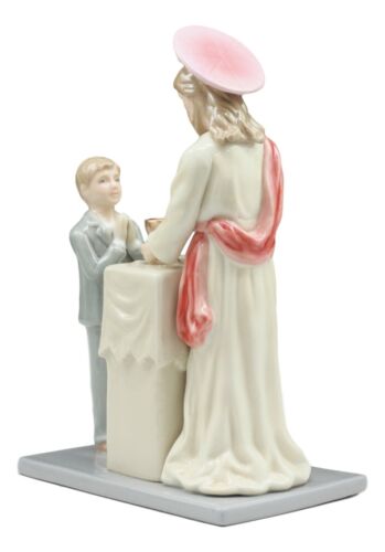 Fine Porcelain My First Communion Jesus With Child Boy Statue 7"Tall Keepsake - Ebros Gift