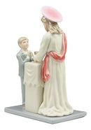 Fine Porcelain My First Communion Jesus With Child Boy Statue 7"Tall Keepsake
