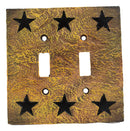 Set of 2 Western Stars Silhouette Textured Wall Double Toggle Switch Cover Plate