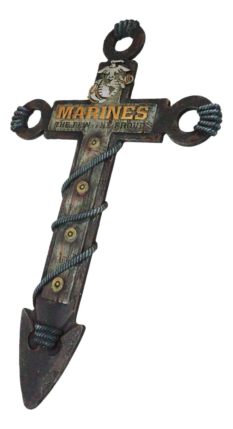 Rustic Western Faux Wooden Nautical Anchor Marines The Few The Proud Wall Cross