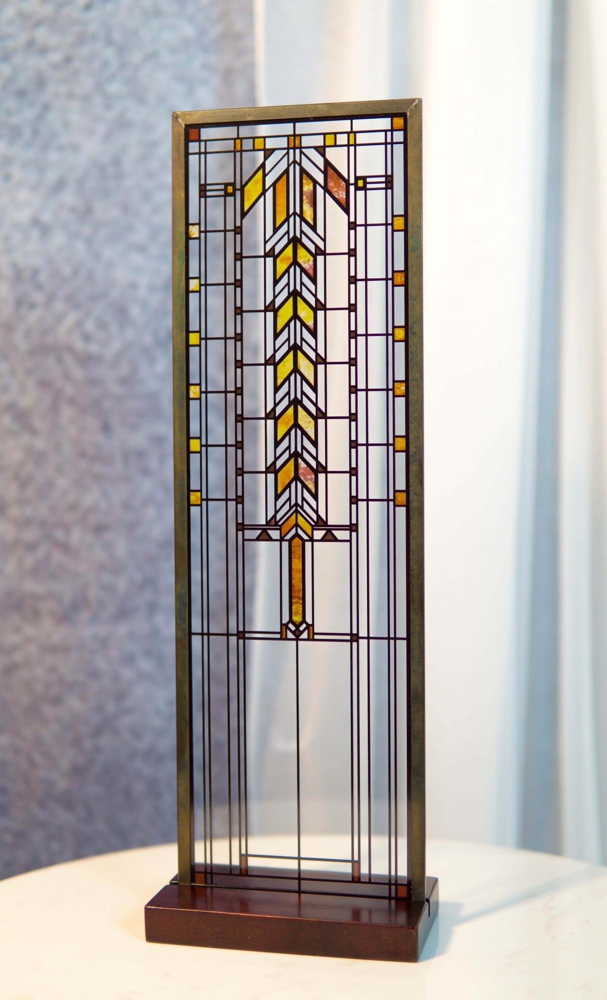 Frank Lloyd Wright Barton House Buffet Door Stained Glass Wall Or Desktop Plaque - Ebros Gift