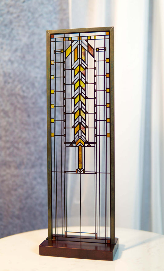 Frank Lloyd Wright Barton House Buffet Door Stained Glass Wall Or Desktop Plaque - Ebros Gift