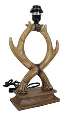 Western Rustic Vintage 2 Entwined Stag Deer Antlers Sculptural Table Lamp Decor