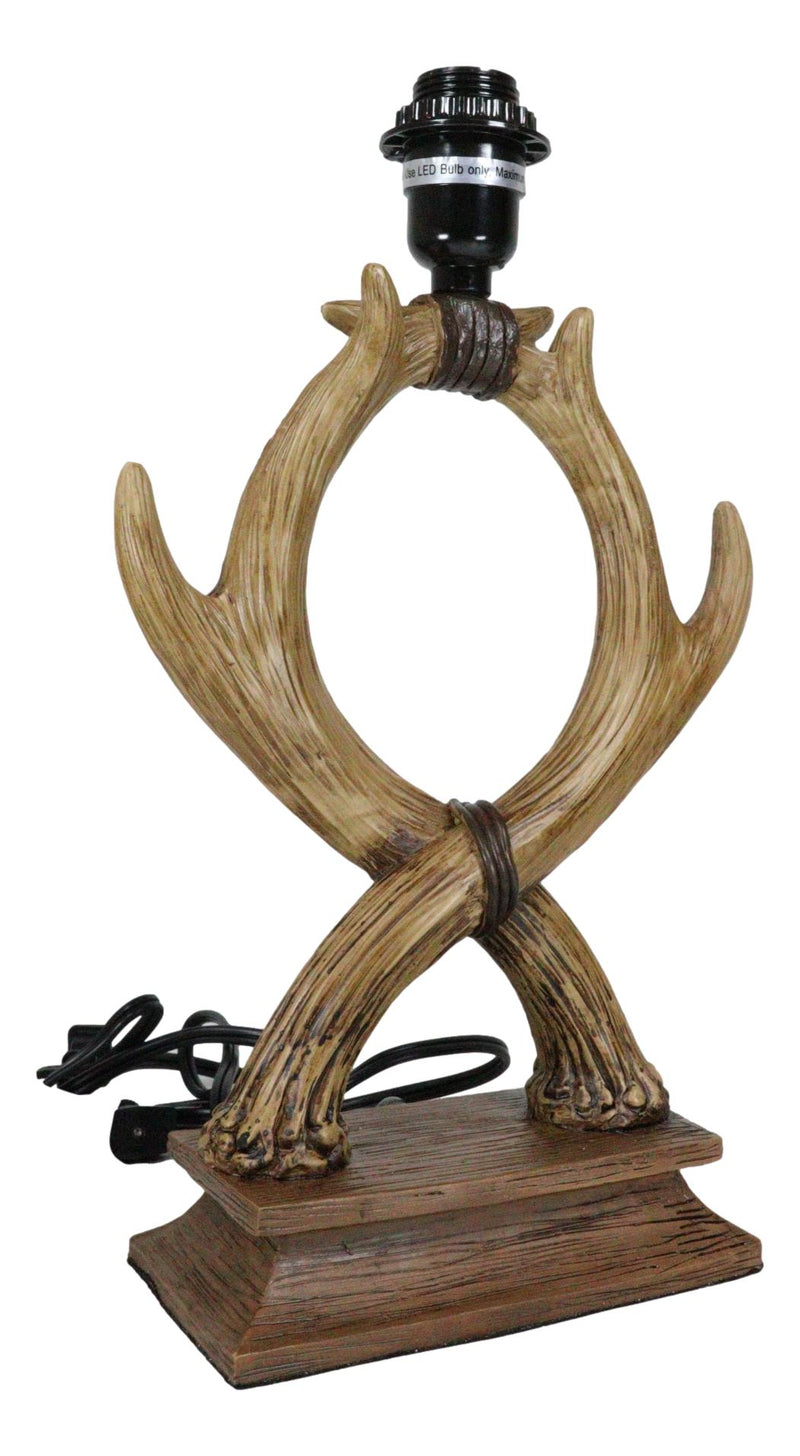 Western Rustic Vintage 2 Entwined Stag Deer Antlers Sculptural Table Lamp Decor