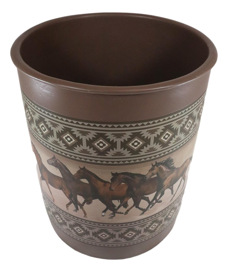 Ebros Western Running Horses With Southwest Navajo Vectors Waste Basket Dry Trash Bin