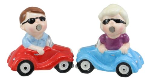Love You Valentines Couple Kissing In Cars Magnetic Salt And Pepper Shakers Set - Ebros Gift